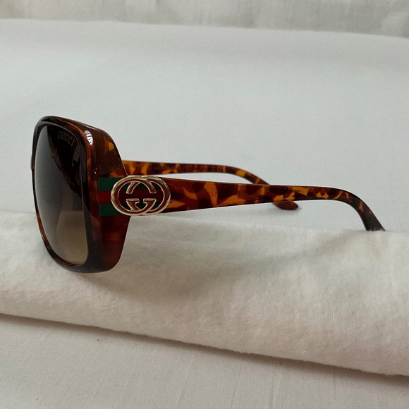 GUCCI Web GG Oversized Square Frame Sunglasses Tortoise Brown main image 9